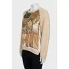 Alpaca and silk jumper with print