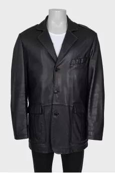Men's leather jacket with fur lining