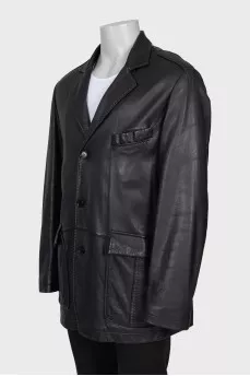 Men's leather jacket with fur lining