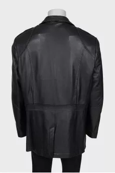 Men's leather jacket with fur lining