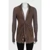 Fitted leather jacket with draping
