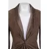 Fitted leather jacket with draping
