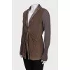 Fitted leather jacket with draping