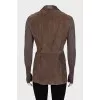 Fitted leather jacket with draping