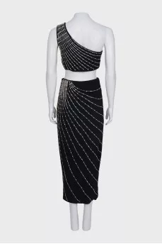 A skirt and top suit decorated with crystals