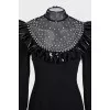 Dress with mesh decorated with crystals