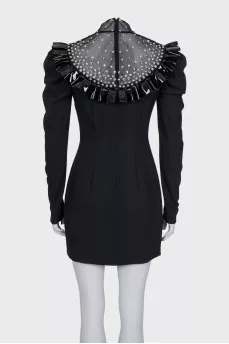 Dress with mesh decorated with crystals