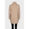 Short wool coat with a high collar