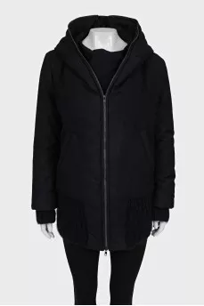 Straight-cut wool jacket with a hood