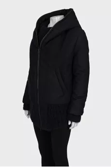 Straight-cut wool jacket with a hood