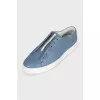 Men's blue leather sneakers