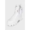 White Monolith leather and fabric boots