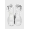 White Monolith leather and fabric boots