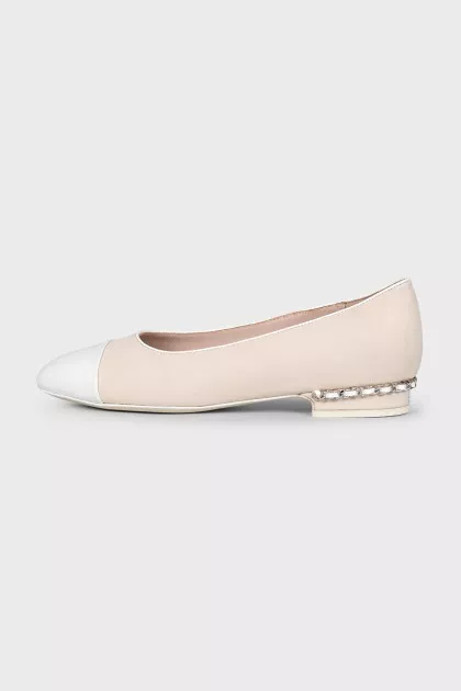 Suede ballet flats with leather toe