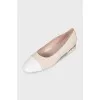 Suede ballet flats with leather toe