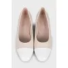 Suede ballet flats with leather toe