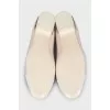 Suede ballet flats with leather toe