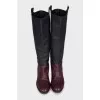 Leather boots in a combination of colors with heels