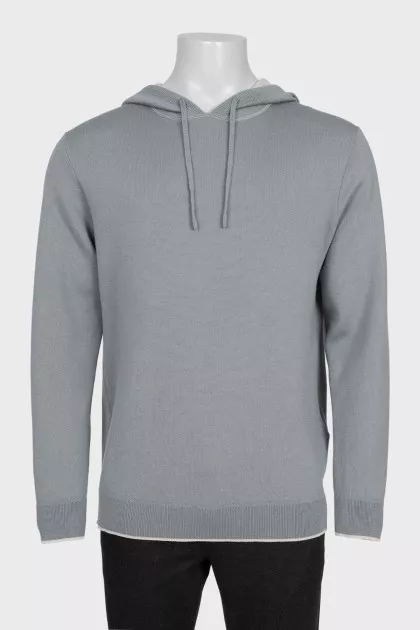Men's gray straight-cut hoodie