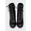 Leather ankle boots with silver decor