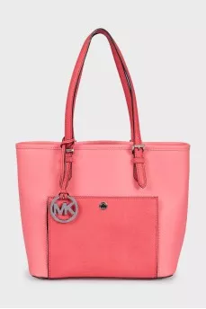 Pink leather shoulder bag