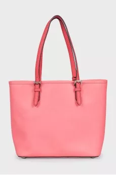 Pink leather shoulder bag
