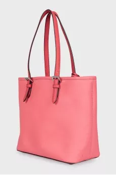 Pink leather shoulder bag