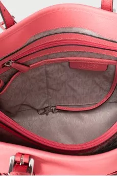 Pink leather shoulder bag
