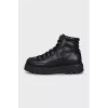 Men's black leather lace-up boots