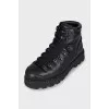 Men's black leather lace-up boots