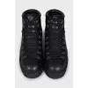 Men's black leather lace-up boots