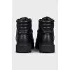 Men's black leather lace-up boots