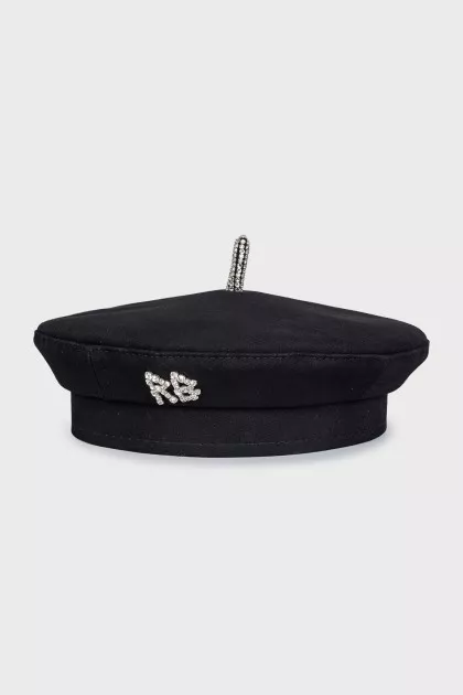 Black beret with crystals