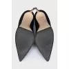 Black suede pumps with heels