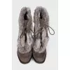 Suede ankle boots with fur trim