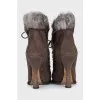 Suede ankle boots with fur trim