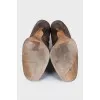 Suede ankle boots with fur trim