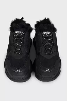 Triple S fur-lined sneakers
