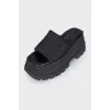 High-soled flip-flops with a logo