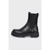 Black leather boots