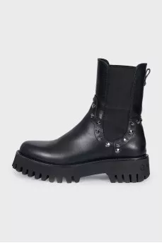 Black leather boots