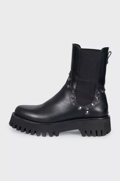 Black leather boots
