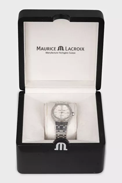 Silver watch with diamonds