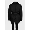 Black down jacket with a belt