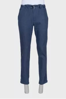 Men's blue linen and wool trousers