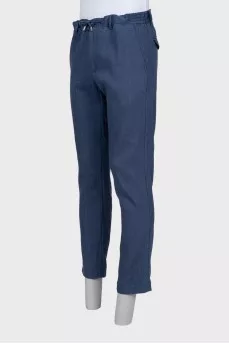 Men's blue linen and wool trousers