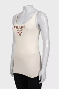 Silk T-shirt with brand logo