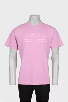 Men's pink T-shirt with logo