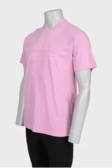 Men's pink T-shirt with logo