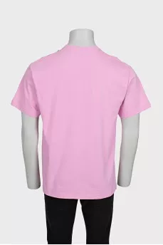 Men's pink T-shirt with logo